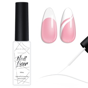 image:imageMakartt Gel Nail Polish Liner Set 8ML 2 Colors White and Black for French Nail Art French Tips Swirls DIY Manicure Soak Off UV Curing with Thin BrushWhite Liner Gel Polish