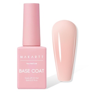 image:imageMakartt Gel Top Coat  2PCS No Wipe Top Coat Gel Nail Polish LongLasting Glossy Finish Clear Nail Polish NonYellowing Pink Bottle Soak Off with UVLED Lamp DIY Manicure Gift for WomenSunKissed Sands Rubber Base Gel  8ml