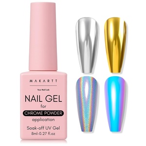 image:imageMakartt Gel Top Coat  2PCS No Wipe Top Coat Gel Nail Polish LongLasting Glossy Finish Clear Nail Polish NonYellowing Pink Bottle Soak Off with UVLED Lamp DIY Manicure Gift for WomenClear Top Coat for Chrome Nail Powder  8ml