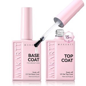 image:imageMakartt Gel Top and Base Coat Set 2 PCS 15ml No Wipe Upgrade DiamondShine LongLasting Base and Top Coat Gel Nail Polish Soak Off UV LED Lamp Needed Home DIY Gift WomenBase and Top Coat Kit 2 Pcs