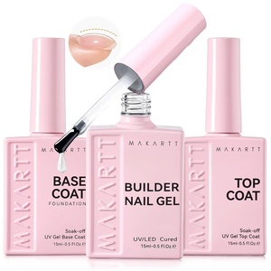 image:imageMakartt Gel Top and Base Coat Set 2 PCS 15ml No Wipe Upgrade DiamondShine LongLasting Base and Top Coat Gel Nail Polish Soak Off UV LED Lamp Needed Home DIY Gift WomenTop  Base  Builder Kit 3 Pcs