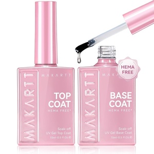 image:imageMakartt HemaFree Gel Top and Base Coat Set 2 PCS 15ml No Wipe Upgraded Mild Formula DiamondShine LongLasting Base and Top Coat Gel Nail Polish Soak Off UV LED Lamp Needed Home DIY Gift WomenHemafree Base  Top Coat 2 Pcs