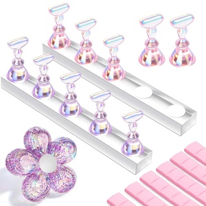 image:imageMakartt Holographic Nail Stand for PressOn Nails DIY Magnetic Holder 2 Pink Glitter Bases Presson Stand for Gel Curing Beginners Practice Skills Salon Nail Tech amp Content Creators Display NailsPurplePink