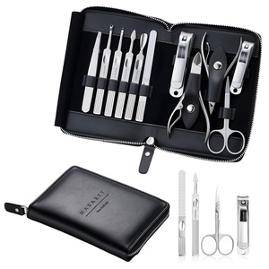 image:imageMakartt Manicure Kit Professional Nail Care Clippers Set  11 pcs Stainless Steel Tavel Women Men Fingernail Grooming Tool with Portable Black Leather CaseBlack