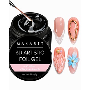 image:imageMakartt Nail Foil Glue 3D Gel Nail Art 2Pcs 8ml Nails Transfer Gel Adhesive for Linear Shell Ripple Designs UV LED Lamp Required1pc 8ml 3D Foil Nail Gel