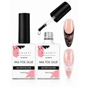 image:imageMakartt Nail Foil Glue 3D Gel Nail Art 2Pcs 8ml Nails Transfer Gel Adhesive for Linear Shell Ripple Designs UV LED Lamp Required2pcs 15ml