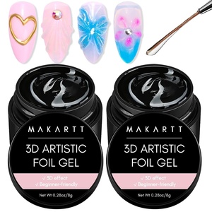 image:imageMakartt Nail Foil Glue 3D Gel Nail Art 2Pcs 8ml Nails Transfer Gel Adhesive for Linear Shell Ripple Designs UV LED Lamp Required2pcs 8ml 3D Foil Nail Gel