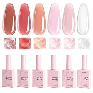 image:imageMakartt Nude Gel Builder Kit 15ML 8in1 Nail Builder Set Salon DIY 6Pcs  Large Capacity for Professional Salon Nail Art DIYer Self Leveling Rubber Base Nail Shape Strengthener Apex BuildNude Pink Gel Poish  Top Coat