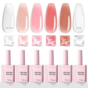 image:imageMakartt Nude Gel Builder Kit 15ML 8in1 Nail Builder Set Salon DIY 6Pcs  Large Capacity for Professional Salon Nail Art DIYer Self Leveling Rubber Base Nail Shape Strengthener Apex Build6 Pcs Nude Gel Polish Kit
