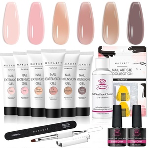 image:imageMakartt Poly Nail Gel Kit 6 Nude Colors Solid Builder 15ML for Poly Extension Enhancement Set with Slip Solution Base Top Coat Dual Forms All in One Hard Gels for Nails Starter Supplies KitNude Colors
