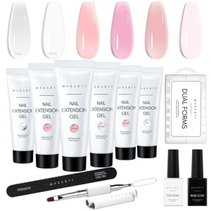 image:imageMakartt Poly Nail Gel Kit 6 Nude Colors Solid Builder 15ML for Poly Extension Enhancement Set with Slip Solution Base Top Coat Dual Forms All in One Hard Gels for Nails Starter Supplies KitNeutral Colors