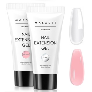 image:imageMakartt Poly Nail Gel Set 2 Colors 50ML Sheer Black and Milky White Strong Builder for Extension Strengthener 3D Diy Broken Nails Repair French Manicures Salon Supplies At Home2 Colors Crystal Clear and Nature Pink