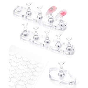 image:imageMakartt Press on Nails Stand Clear and Pink Nail Holder for Painting Nails Stands for Art Display Practice Magnetic Clear Glitter Flower Fake Holders with Reusable Adhesive Putty for Home Salon DIYPedestal