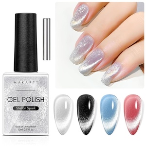 image:imageMakartt Rainbow Cat Eye Gel Nail Polish Glitter Universal 9D Holographic Sparkly Soak Off Gel UVLED Manicure with Magnet Stick for Nail Art Designs 10mlSilver Glitter