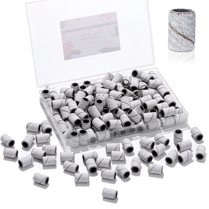 image:imageMakartt Sanding Bands for Nail Drill  100 Pcs 180Fine Grits Nail File Sanding Bands for Drill Bits Nail Prep Smooth Polish Upgrade Thicker Durable Sanding Drill Bit for Acrylic Nails Gel BlackWhite