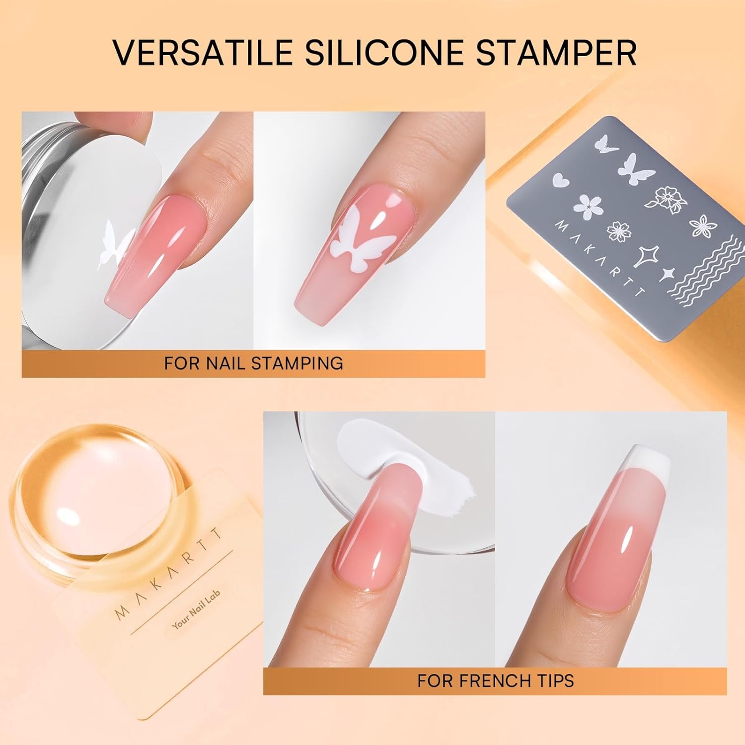 image:imageMakartt ColorPot 5in1 Nail Art Gel 3 Colors Gel Nail Polish No Wipe with Nail Stamp for Stamping Ombre Patting Painting Sculpting amp French Tips with Silicone Head for Manicure Home DIY SalonBoba Cream