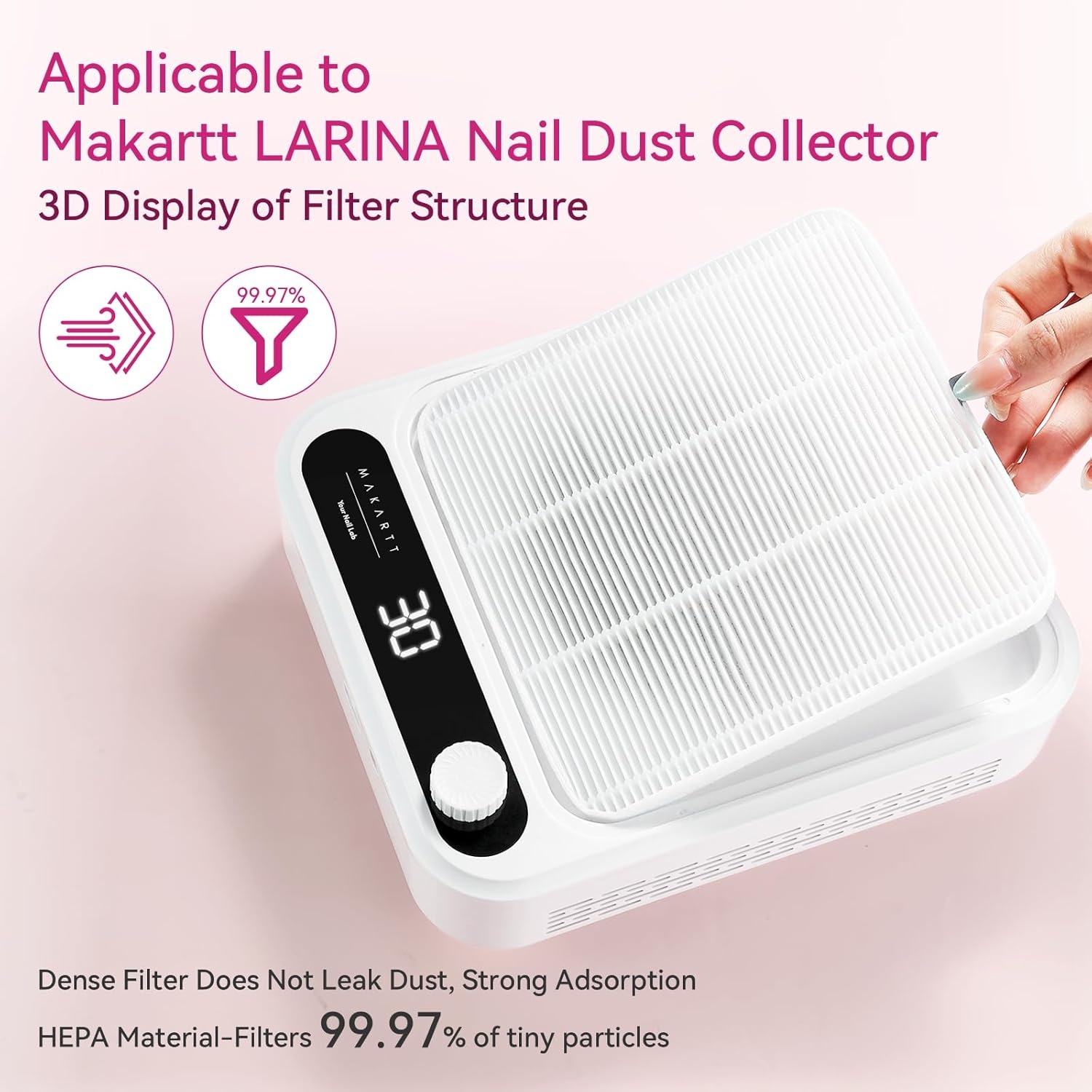 image:imageMakartt Nail Dust Collector Filter  Replacement Filter Reusable Dust Filter For Larina Nail Dust Collector Vacuum Fan Dust Nail Tool Attach 99 of Nail Dust Easy to Clean 2 Pack WhiteWhite