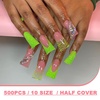 image:imageDuck Nail Tips 500PCS Short Flare PreShape Half Cover Soft Gel Tips Wide Style Acrylic Fake Nails False Clear Press on Extension Gel Manicure Nail Supplies