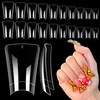 image:imageDuck Nail Tips 500PCS Short Flare PreShape Half Cover Soft Gel Tips Wide Style Acrylic Fake Nails False Clear Press on Extension Gel Manicure Nail Supplies