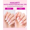 image:imageMakartt Short Square Toe Nail Tips 15 Sizes Wide Matte Full Cover Fake Toenails with EasyGrip Handle PreEtched Press On Toenails for Summer DIY Pedicure Home Salon Nail Extensions for Toes420PcsMedium Square White Nails
