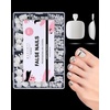 image:imageMakartt Short Square Toe Nail Tips 15 Sizes Wide Matte Full Cover Fake Toenails with EasyGrip Handle PreEtched Press On Toenails for Summer DIY Pedicure Home Salon Nail Extensions for Toes420PcsShort White Toenails