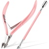 image:imageMakartt Cuticle Trimmer with Cuticle Pusher  Stainless Steel Cuticles Nipper with Dual Spring Ergonomic Handle 7mm Blade amp DualEnded Pusher for Nail Care amp Gel Removal PinkPink