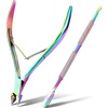 image:imageMakartt Cuticle Trimmer with Cuticle Pusher  Stainless Steel Cuticles Nipper with Dual Spring Ergonomic Handle 7mm Blade amp DualEnded Pusher for Nail Care amp Gel Removal PinkMulticolored