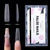image:imageMakartt Medium Sharp Almond Nail Tips Hybrid Almondetto Shape 15 Sizes Clear Full Cover Fake Nails Extension 240PCS Half Matte Soft Gel Tips for DIY Nail Lovers Presson Creators Salon Supplies240 PCSXXL Coffin