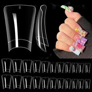 image:imageDuck Nail Tips 500PCS Short Flare PreShape Half Cover Soft Gel Tips Wide Style Acrylic Fake Nails False Clear Press on Extension Gel Manicure Nail Supplies