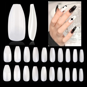 image:imageLong Coffin Fake Nails  500 Pcs Full Cover Natural Ballerina False Nails Acrylic Nail Tips for Nail Extension Manicure Nail Art Supplies