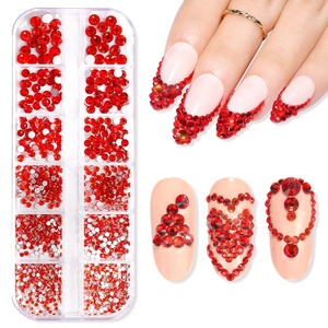image:imageMakartt 1110 Pcs Rhinestones Set Black Round MultiSize Glass or Crystal for DIY Crafts Nail Art Supplies Accessories Christmas Gift  1110 black round crystals in mixed sizes for nail art makeup crafts and accessory decoration projectsA9 Nail Decoration Red Rhinestone