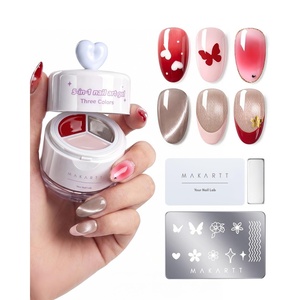 image:imageMakartt ColorPot 5in1 Nail Art Gel 3 Colors Gel Nail Polish No Wipe with Nail Stamp for Stamping Ombre Patting Painting Sculpting amp French Tips with Silicone Head for Manicure Home DIY SalonBerry Ribbon