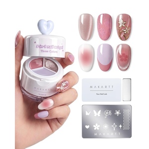 image:imageMakartt ColorPot 5in1 Nail Art Gel 3 Colors Gel Nail Polish No Wipe with Nail Stamp for Stamping Ombre Patting Painting Sculpting amp French Tips with Silicone Head for Manicure Home DIY SalonBlush Fade