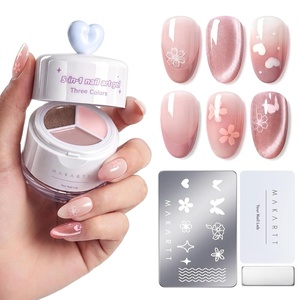 image:imageMakartt ColorPot 5in1 Nail Art Gel 3 Colors Gel Nail Polish No Wipe with Nail Stamp for Stamping Ombre Patting Painting Sculpting amp French Tips with Silicone Head for Manicure Home DIY SalonPetal Veil