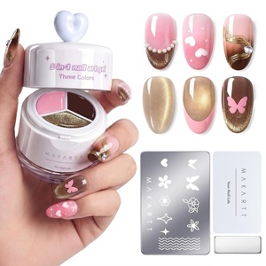 image:imageMakartt ColorPot 5in1 Nail Art Gel 3 Colors Gel Nail Polish No Wipe with Nail Stamp for Stamping Ombre Patting Painting Sculpting amp French Tips with Silicone Head for Manicure Home DIY SalonPeachy Cocoa