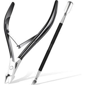 image:imageMakartt Cuticle Trimmer with Cuticle Pusher  Stainless Steel Cuticles Nipper with Dual Spring Ergonomic Handle 7mm Blade amp DualEnded Pusher for Nail Care amp Gel Removal PinkBlack