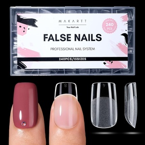 image:imageMakartt Medium Sharp Almond Nail Tips Hybrid Almondetto Shape 15 Sizes Clear Full Cover Fake Nails Extension 240PCS Half Matte Soft Gel Tips for DIY Nail Lovers Presson Creators Salon Supplies240 PCSShort Square