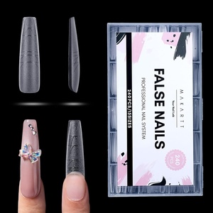 image:imageMakartt Medium Sharp Almond Nail Tips Hybrid Almondetto Shape 15 Sizes Clear Full Cover Fake Nails Extension 240PCS Half Matte Soft Gel Tips for DIY Nail Lovers Presson Creators Salon Supplies240 PCSXXL Coffin