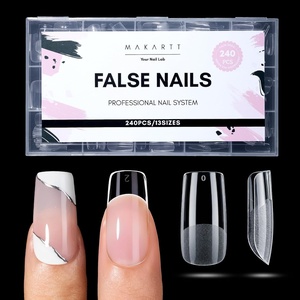 image:imageMakartt Medium Sharp Almond Nail Tips Hybrid Almondetto Shape 15 Sizes Clear Full Cover Fake Nails Extension 240PCS Half Matte Soft Gel Tips for DIY Nail Lovers Presson Creators Salon Supplies240 PCSMedium Square
