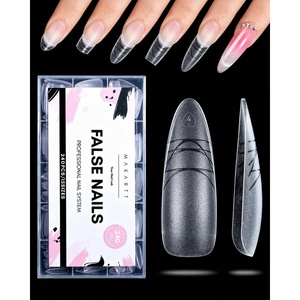 image:imageMakartt Medium Sharp Almond Nail Tips Hybrid Almondetto Shape 15 Sizes Clear Full Cover Fake Nails Extension 240PCS Half Matte Soft Gel Tips for DIY Nail Lovers Presson Creators Salon Supplies240 PCSLong Almond