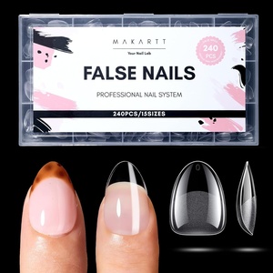 image:imageMakartt Medium Sharp Almond Nail Tips Hybrid Almondetto Shape 15 Sizes Clear Full Cover Fake Nails Extension 240PCS Half Matte Soft Gel Tips for DIY Nail Lovers Presson Creators Salon Supplies240 PCSExtra Short Almond