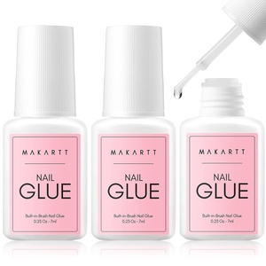 image:imageMakartt Nail Glue with Remover Kit Super StrongQuick Dry Nails Adhesive for PressOns 7ML with Press on Nail Glue Remover 30ML Fast Removal Debonder with 2 Droppers DIY Manicure at Home Salon023 Fl Oz Pack of 3