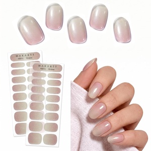 image:imageMakartt Semi Cured Gel Nail Strips Kit 2 Packs  Real Gel HEMA amp TPO Free 16 Sizes AntiLift Fit UV Light Required Salon Quality Long Lasting Includes DualEnded Tool amp Prep Kit Crystal ClearNude Chunky Glitter