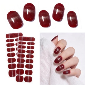 image:imageMakartt Semi Cured Gel Nail Strips Kit 2 Packs  Real Gel HEMA amp TPO Free 16 Sizes AntiLift Fit UV Light Required Salon Quality Long Lasting Includes DualEnded Tool amp Prep Kit Crystal ClearVelvet Red Cat Eye