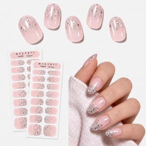 image:imageMakartt Semi Cured Gel Nail Strips Kit 2 Packs  Real Gel HEMA amp TPO Free 16 Sizes AntiLift Fit UV Light Required Salon Quality Long Lasting Includes DualEnded Tool amp Prep Kit Crystal ClearNude Fine Glitter
