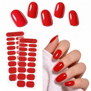 image:imageMakartt Semi Cured Gel Nail Strips Kit 2 Packs  Real Gel HEMA amp TPO Free 16 Sizes AntiLift Fit UV Light Required Salon Quality Long Lasting Includes DualEnded Tool amp Prep Kit Crystal ClearClassic Red