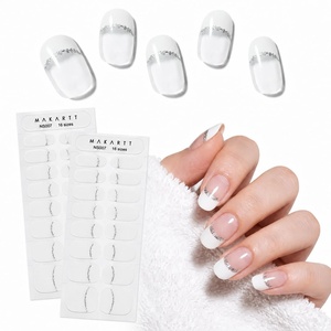 image:imageMakartt Semi Cured Gel Nail Strips Kit 2 Packs  Real Gel HEMA amp TPO Free 16 Sizes AntiLift Fit UV Light Required Salon Quality Long Lasting Includes DualEnded Tool amp Prep Kit Crystal ClearWhite French Tip
