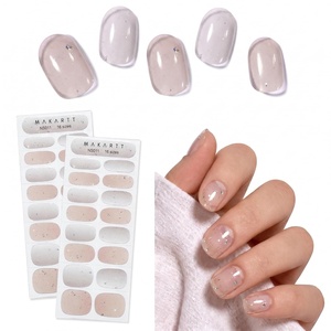 image:imageMakartt Semi Cured Gel Nail Strips Kit 2 Packs  Real Gel HEMA amp TPO Free 16 Sizes AntiLift Fit UV Light Required Salon Quality Long Lasting Includes DualEnded Tool amp Prep Kit Crystal ClearNude Sparkle Chic