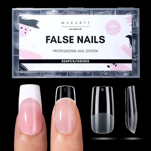 image:imageMakartt Short Duck Nail Tips 504 PCS 15 Sizes with 556575 Clear Full Cover Flare Nails for PressOns DIY PMMA Soft Gel Wide Nail Tips for French 3D Nails Design Salon Home Manicure SuppliesA504 PCSmedium square
