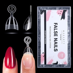 image:imageMakartt Short Duck Nail Tips 504 PCS 15 Sizes with 556575 Clear Full Cover Flare Nails for PressOns DIY PMMA Soft Gel Wide Nail Tips for French 3D Nails Design Salon Home Manicure SuppliesA504 PCShalf cover short almond